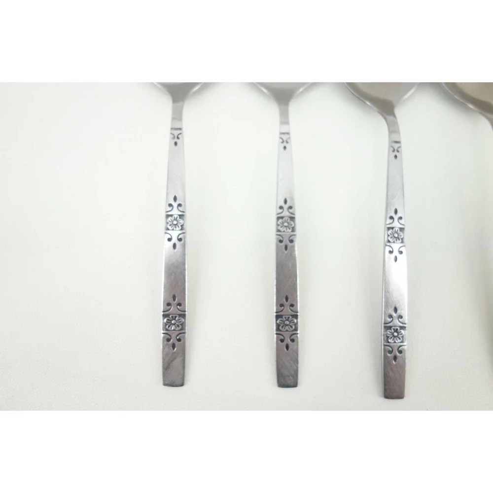 8 Piece‎ Lot Mid-Century Mod Oneida Profile Orlando Brushed Stainless